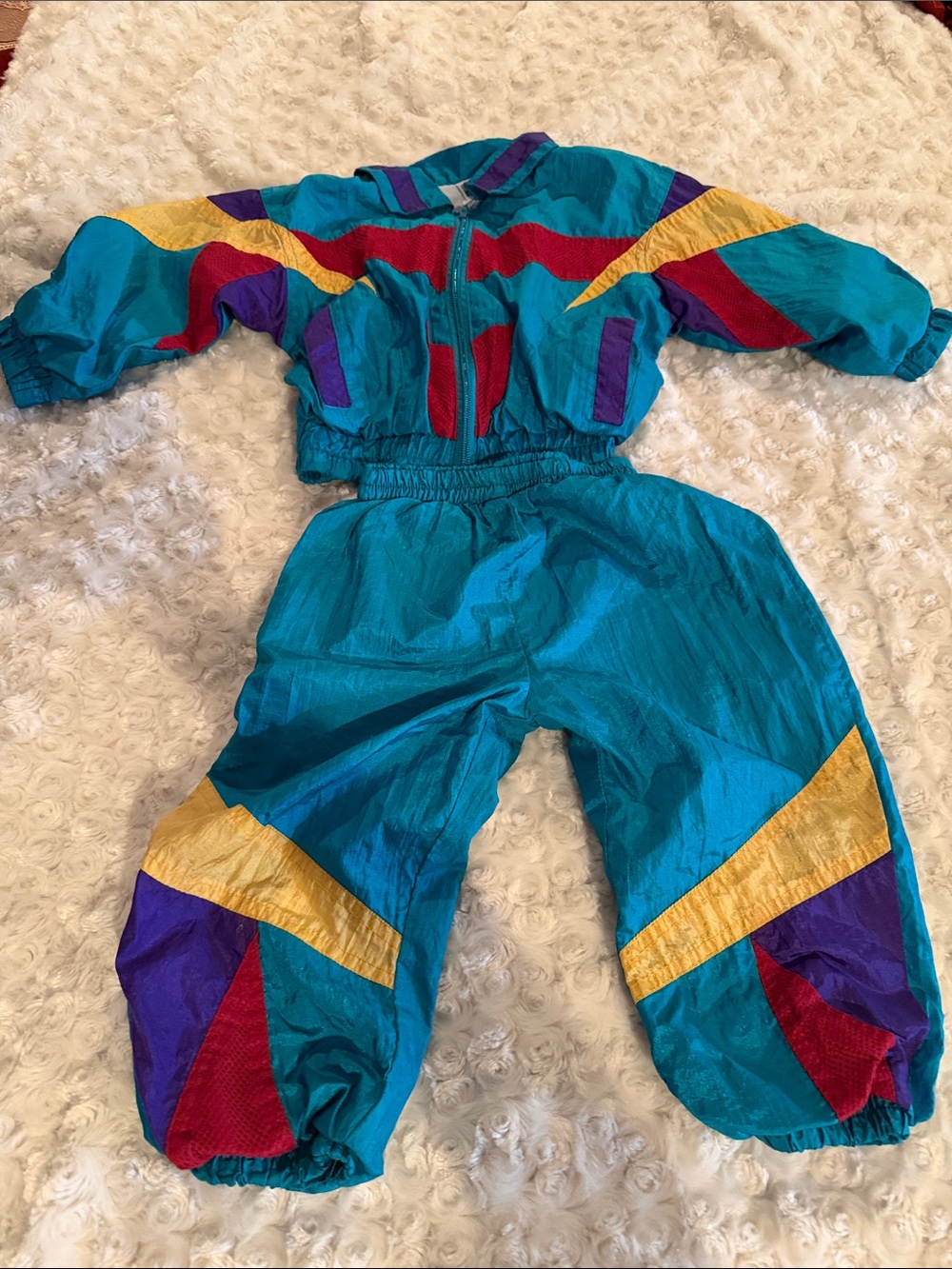 VTG 90s Cuties By Judy Kid's Colorblock Tracksuit Windbreaker Set Teal Size 24M